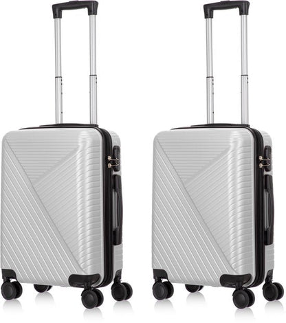 2-piece hard shell suitcase set – Santorini-Silver-2x S (39 L)-The Livary
