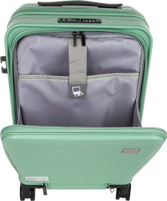 2-piece hard-shell suitcase set with laptop compartment – Berlin-Light green-The Livary