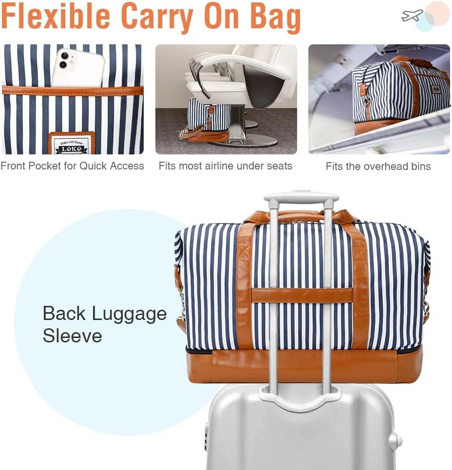 50L Waterproof Weekender Duffel Bag with Toiletry & Shoe Compartments