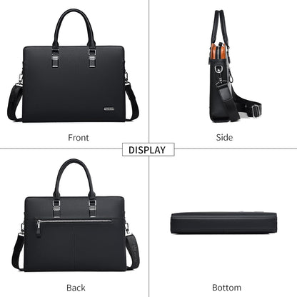 Genuine Leather Multi-Compartment Business Briefcase for Professionals