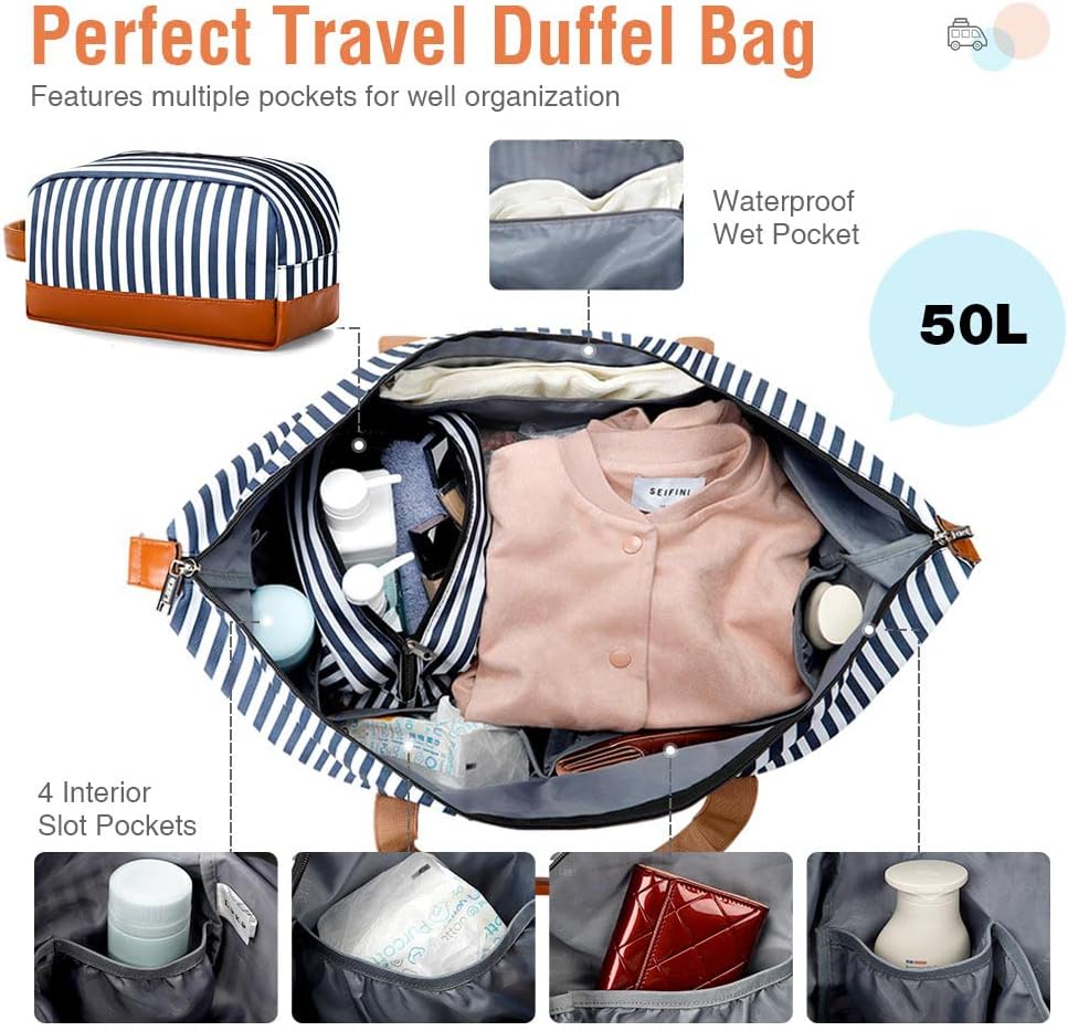 50L Waterproof Weekender Duffel Bag with Toiletry & Shoe Compartments