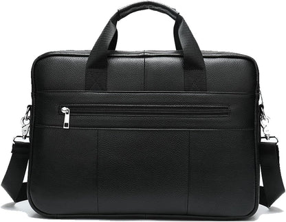 Premium Cowhide Leather 15” Business Briefcase with Organiser Compartments