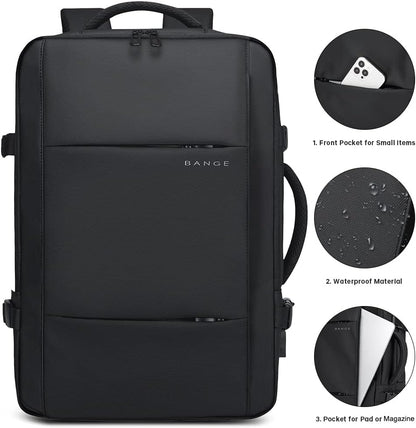 Expandable 26–45L Waterproof Travel Backpack with Laptop Sleeve & Duffle Carry