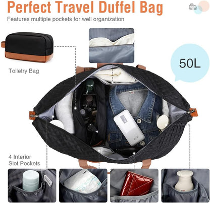 50L Waterproof Weekender Duffel Bag with Toiletry & Shoe Compartments