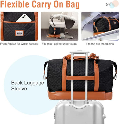 50L Waterproof Weekender Duffel Bag with Toiletry & Shoe Compartments