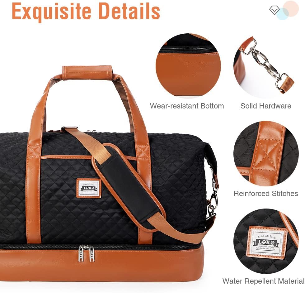 50L Waterproof Weekender Duffel Bag with Toiletry & Shoe Compartments