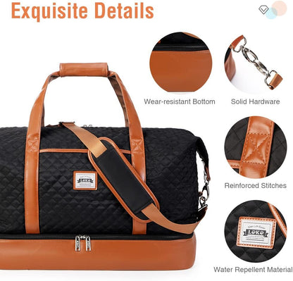 50L Waterproof Weekender Duffel Bag with Toiletry & Shoe Compartments