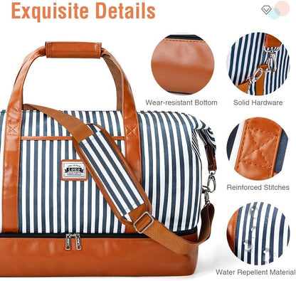 50L Waterproof Weekender Duffel Bag with Toiletry & Shoe Compartments