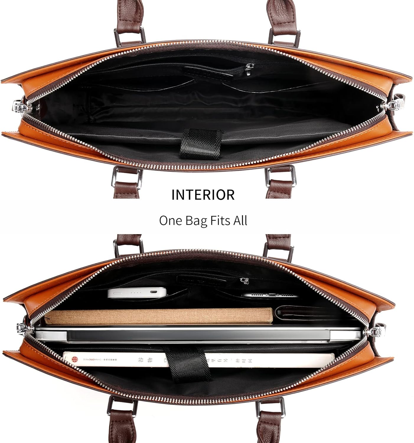 Genuine Leather Multi-Compartment Business Briefcase for Professionals
