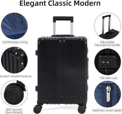 Aluminium Frame Carry-On Luggage with TSA Lock & Silent Wheels