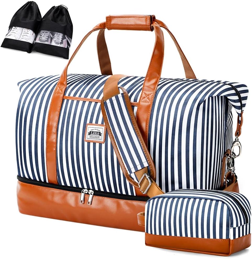 50L Waterproof Weekender Duffel Bag with Toiletry & Shoe Compartments