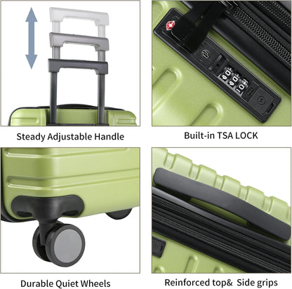 Expandable Hard Shell Carry-On Luggage with Spinner Wheels & TSA Lock