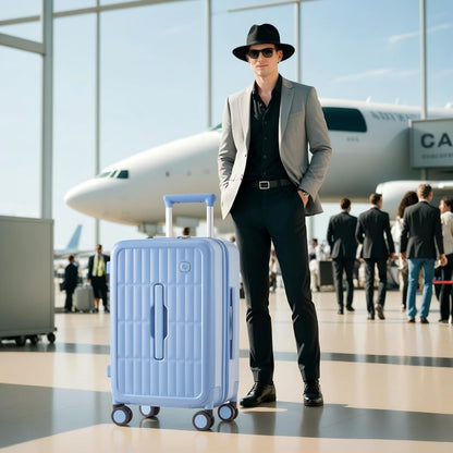 Airline-Approved 20" Carry-On Luggage with 3:7 Split & Triple-Layer PC Shell