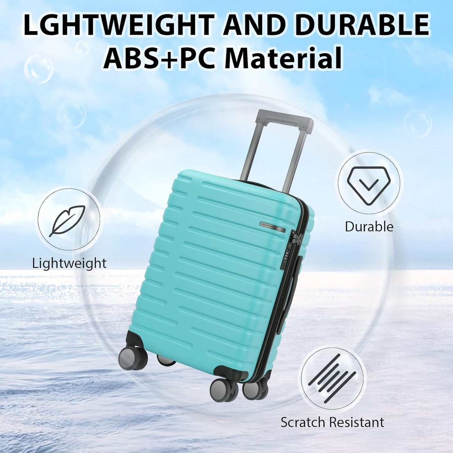 Expandable Hard Shell Carry-On Luggage with Spinner Wheels & TSA Lock