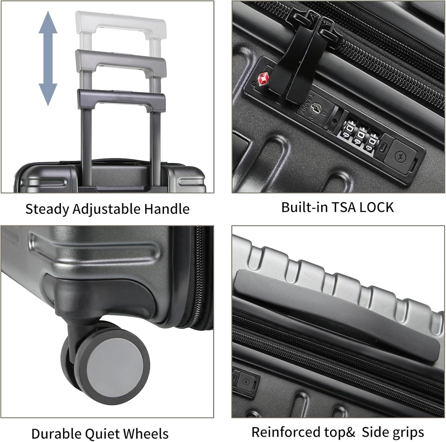 Expandable Hard Shell Carry-On Luggage with Spinner Wheels & TSA Lock