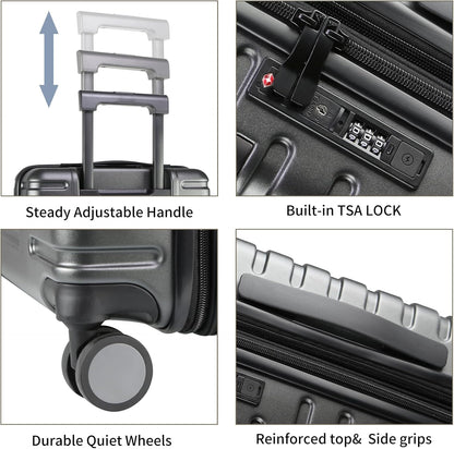 Expandable Hard Shell Carry-On Luggage with Spinner Wheels & TSA Lock