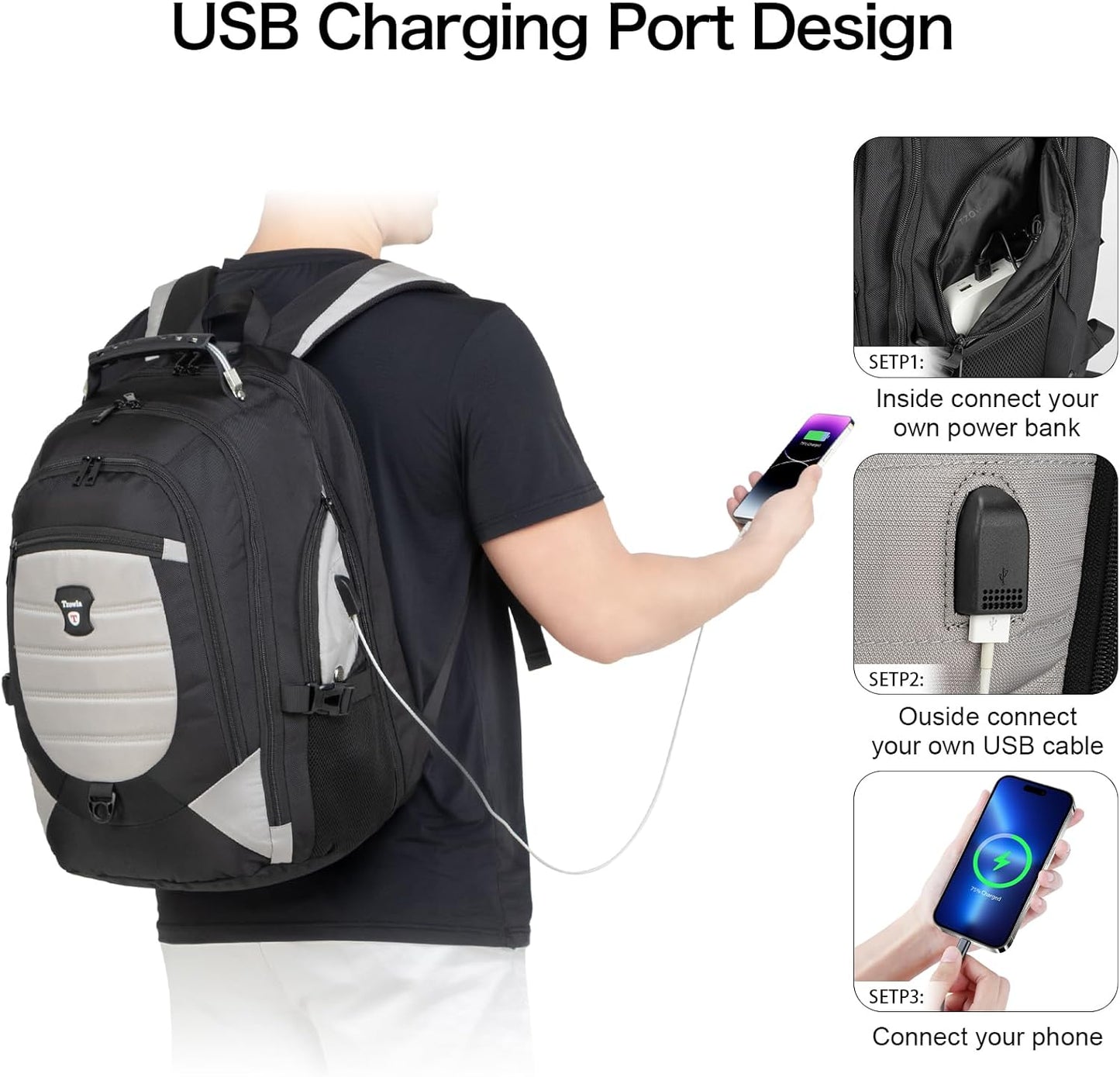 Water-Resistant Anti-Theft Laptop & Travel Backpack with USB Port – 17.3"