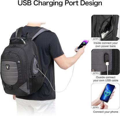 Water-Resistant Anti-Theft Laptop & Travel Backpack with USB Port – 17.3"