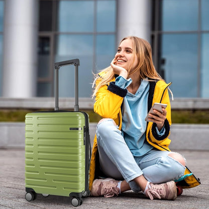 Expandable Hard Shell Carry-On Luggage with Spinner Wheels & TSA Lock