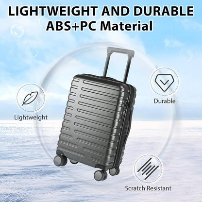 Expandable Hard Shell Carry-On Luggage with Spinner Wheels & TSA Lock