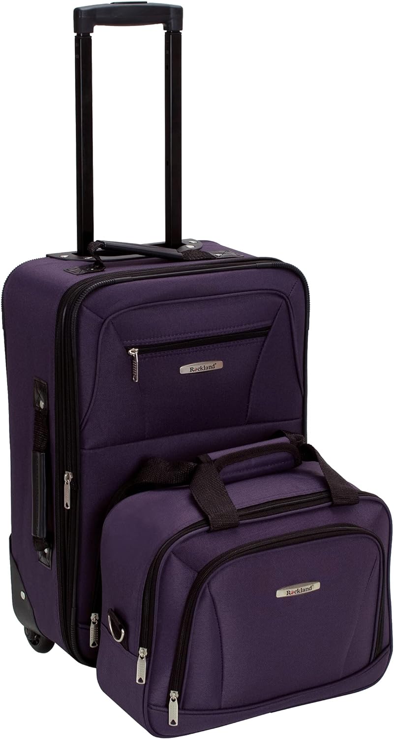 2-Piece Softside Upright Luggage Set with Carry-On Tote & Smooth Wheels