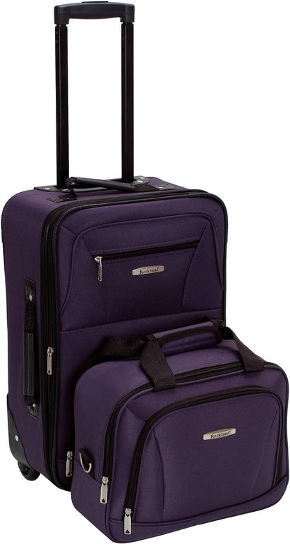 2-Piece Softside Upright Luggage Set with Carry-On Tote & Smooth Wheels