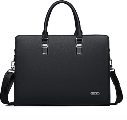 Genuine Leather Multi-Compartment Business Briefcase for Professionals