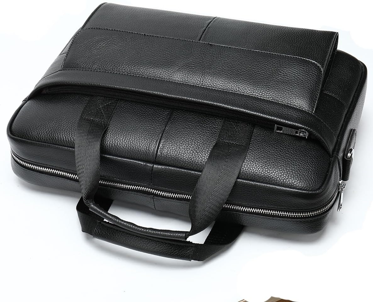 Premium Cowhide Leather 15” Business Briefcase with Organiser Compartments