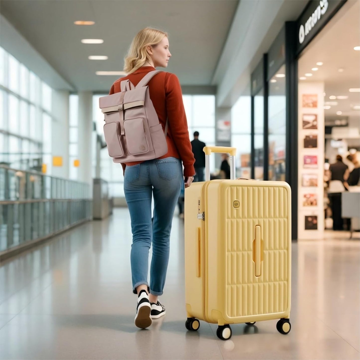 Airline-Approved 20" Carry-On Luggage with 3:7 Split & Triple-Layer PC Shell