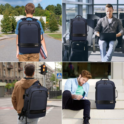 Expandable 45L–55L Water-Resistant Travel Backpack with 18" Laptop Compartment
