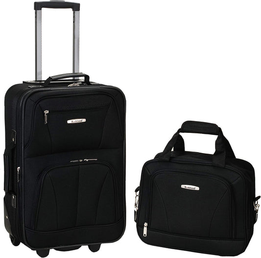 2-Piece Softside Upright Luggage Set with Carry-On Tote & Smooth Wheels
