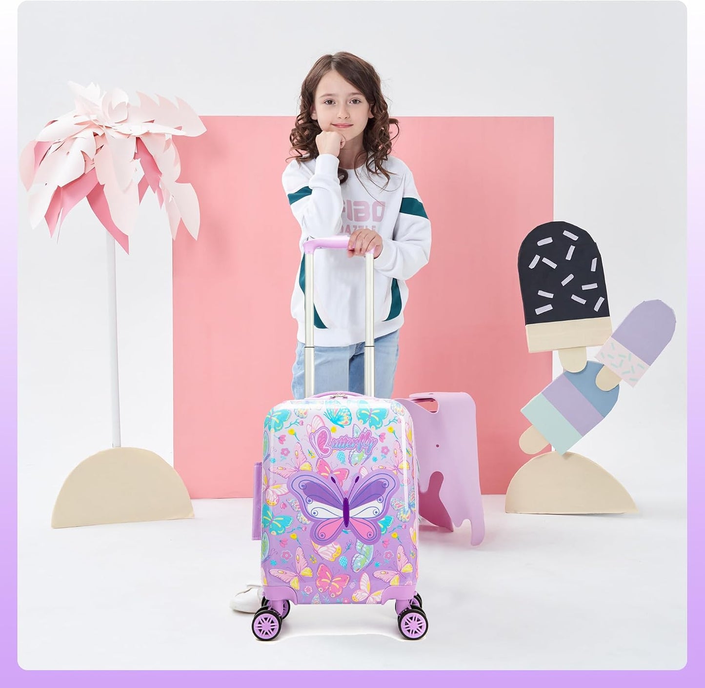 Kids’ Cabin-Size Hardshell Luggage Set with Spinner Wheels – Game Day