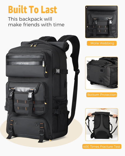 50L Flight-Approved Travel Backpack with Shoe Compartment & Convertible Carry