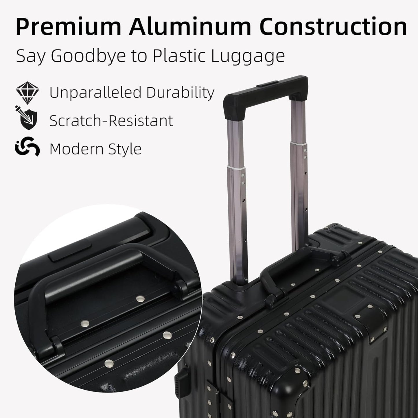 Aluminium Frame Carry-On Luggage with TSA Lock & Silent Wheels