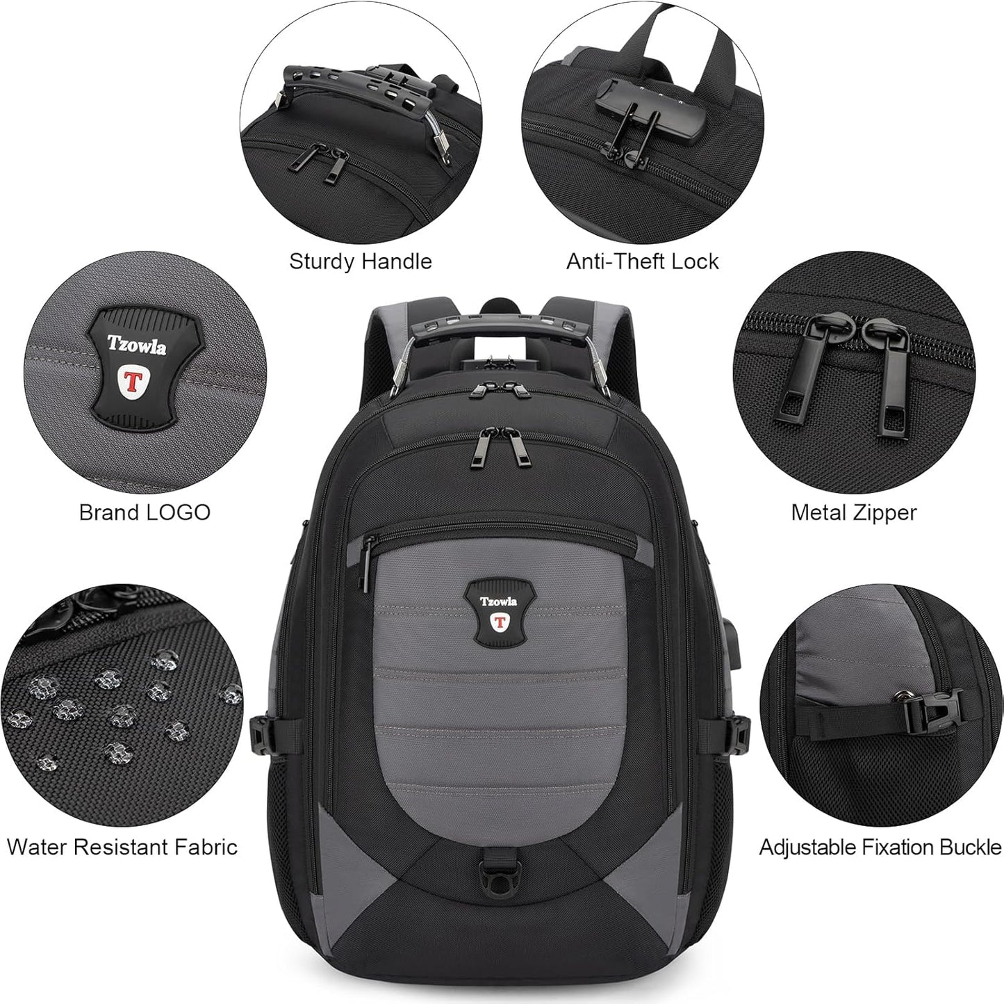 Water-Resistant Anti-Theft Laptop & Travel Backpack with USB Port – 17.3"