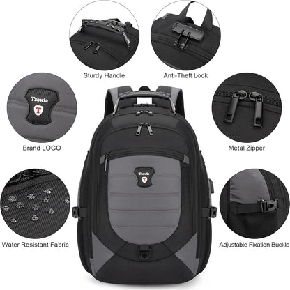 Water-Resistant Anti-Theft Laptop & Travel Backpack with USB Port – 17.3"