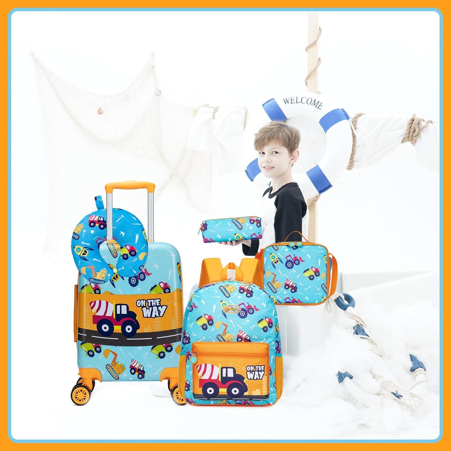 Kids’ Cabin-Size Hardshell Luggage Set with Spinner Wheels – Game Day