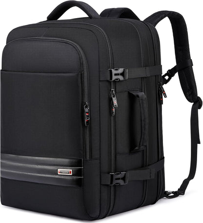 Expandable 45L–55L Water-Resistant Travel Backpack with 18" Laptop Compartment