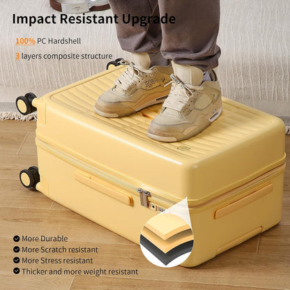 Airline-Approved 20" Carry-On Luggage with 3:7 Split & Triple-Layer PC Shell