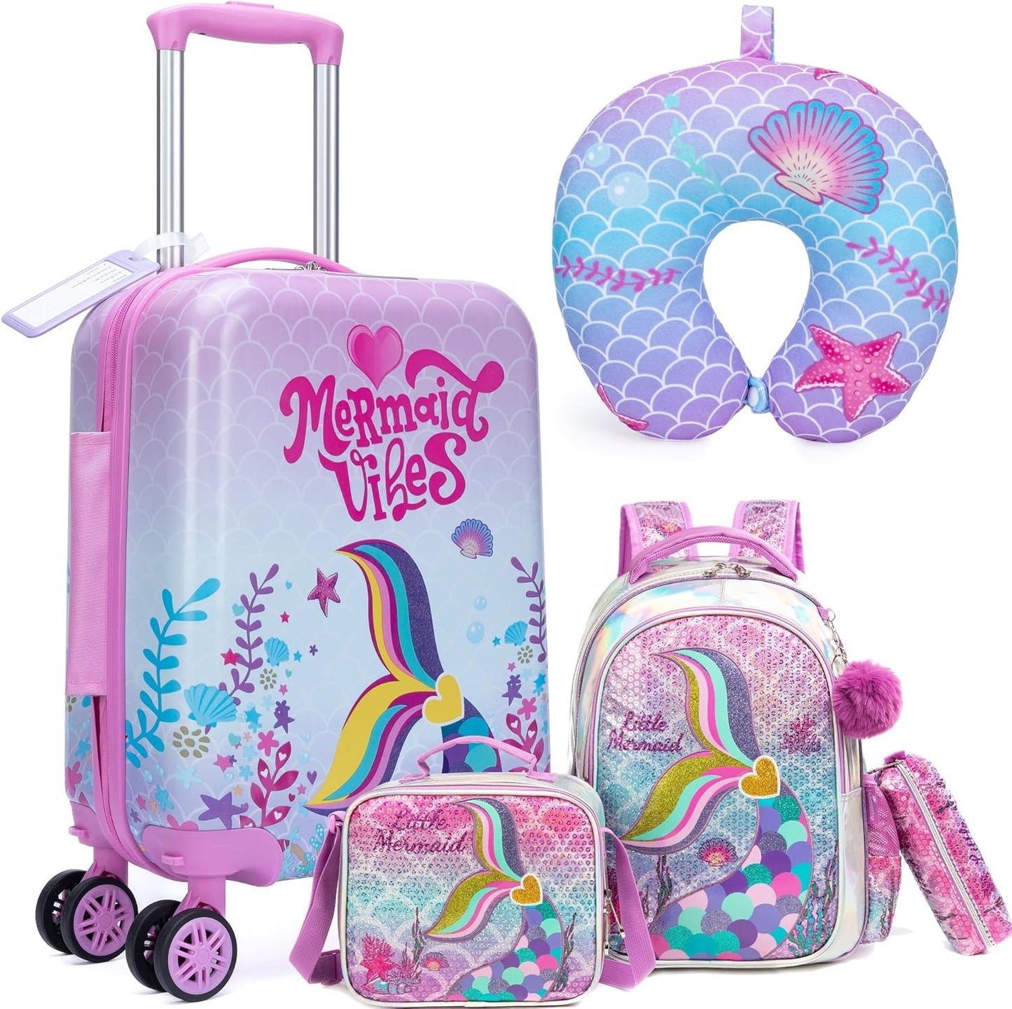 Kids’ Cabin-Size Hardshell Luggage Set with Spinner Wheels – Game Day