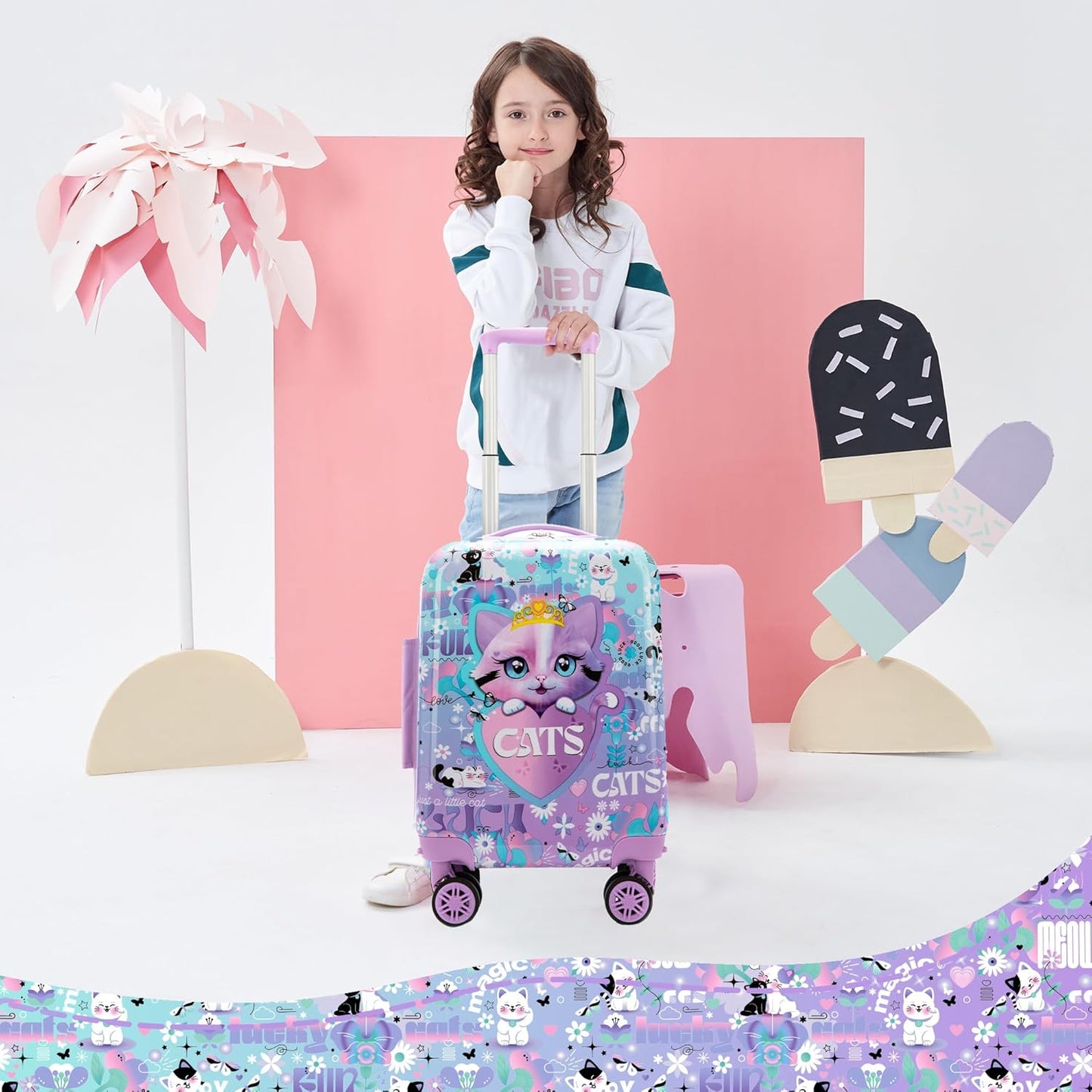 Kids’ Cabin-Size Hardshell Luggage Set with Spinner Wheels – Game Day