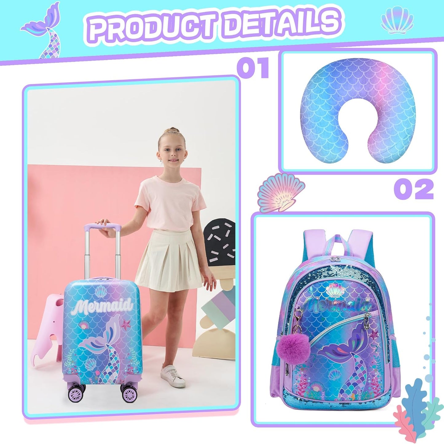 Kids’ Cabin-Size Hardshell Luggage Set with Spinner Wheels – Game Day