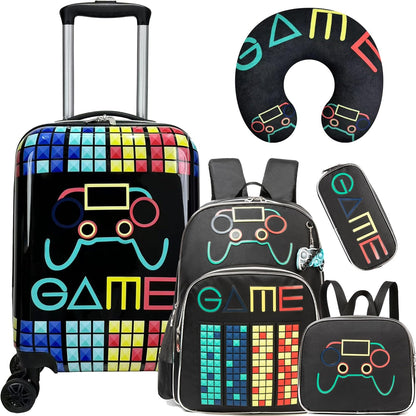 Kids’ Cabin-Size Hardshell Luggage Set with Spinner Wheels – Game Day