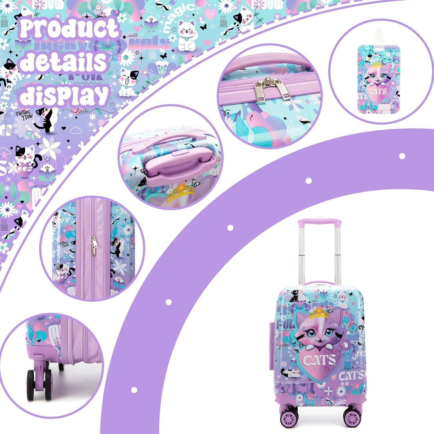 Kids’ Cabin-Size Hardshell Luggage Set with Spinner Wheels – Game Day