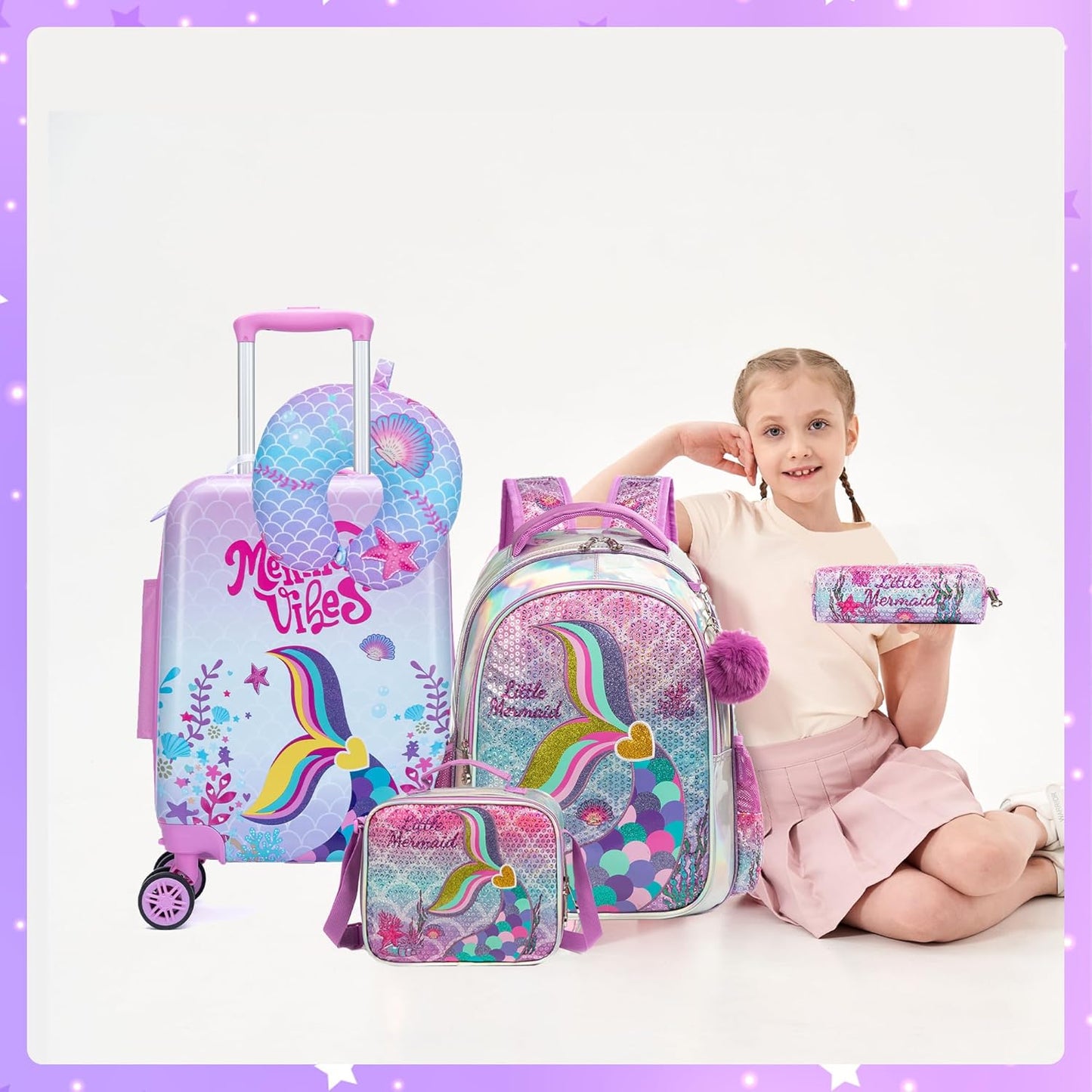 Kids’ Cabin-Size Hardshell Luggage Set with Spinner Wheels – Game Day