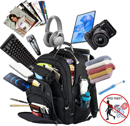 55L Extra-Large Travel Laptop Backpack with USB Charging and RFID Security