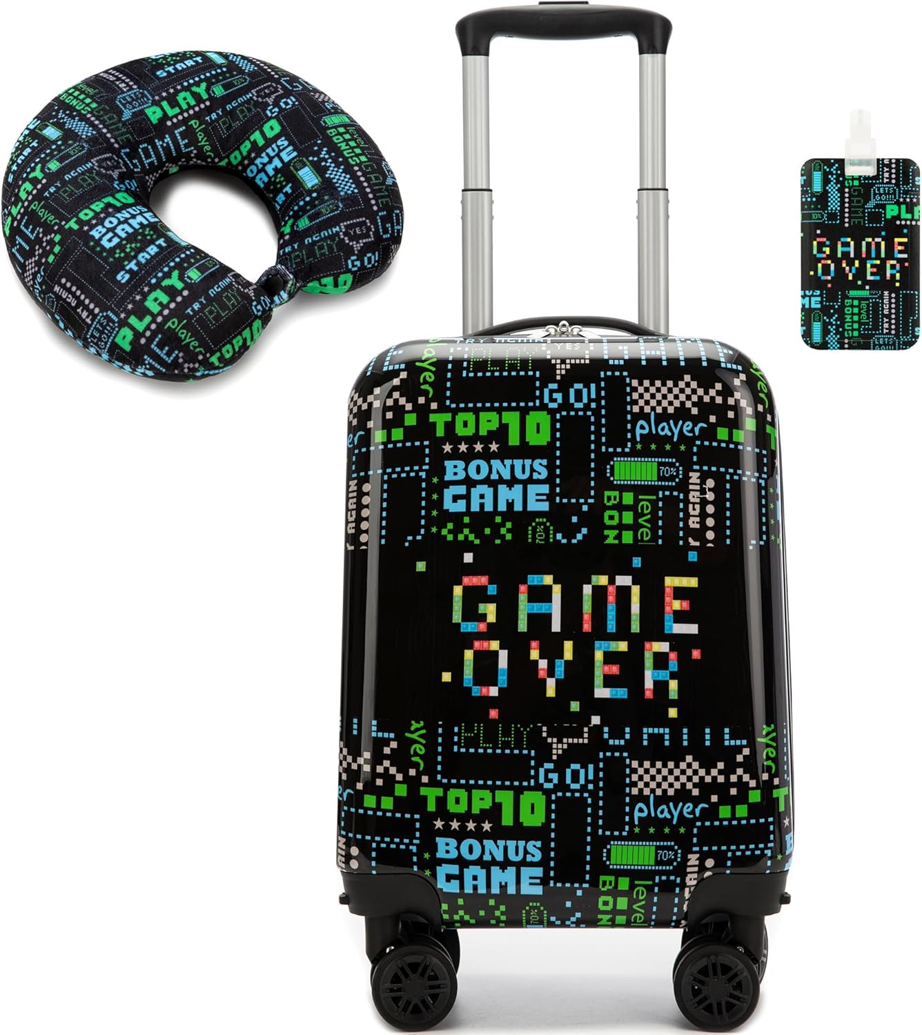 Kids’ Cabin-Size Hardshell Luggage Set with Spinner Wheels – Game Day