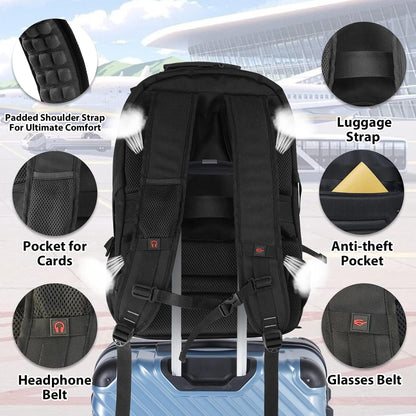 55L Extra-Large Travel Laptop Backpack with USB Charging and RFID Security
