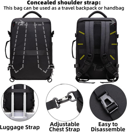 Expandable 45L–55L Water-Resistant Travel Backpack with 18" Laptop Compartment
