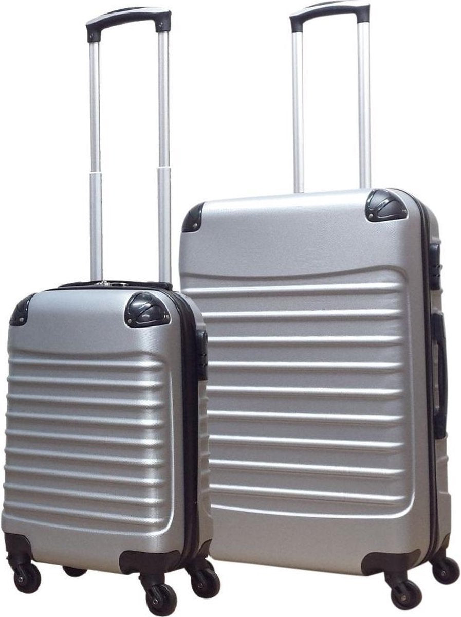 2-piece hard-shell suitcase set – Milano Silver-The Livary